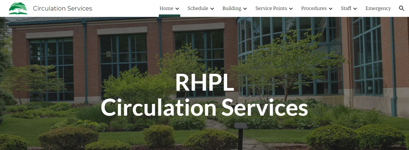 The Circulation Services procedures intranet home page